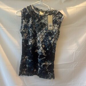 💙 Fuzzi Mesh Floral Print Top – Size Large (NWT)